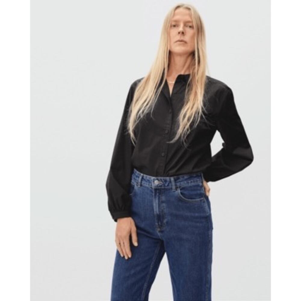 Everlane Black Organic Cotton Balloon Sleeve Shirt NWT Size 0